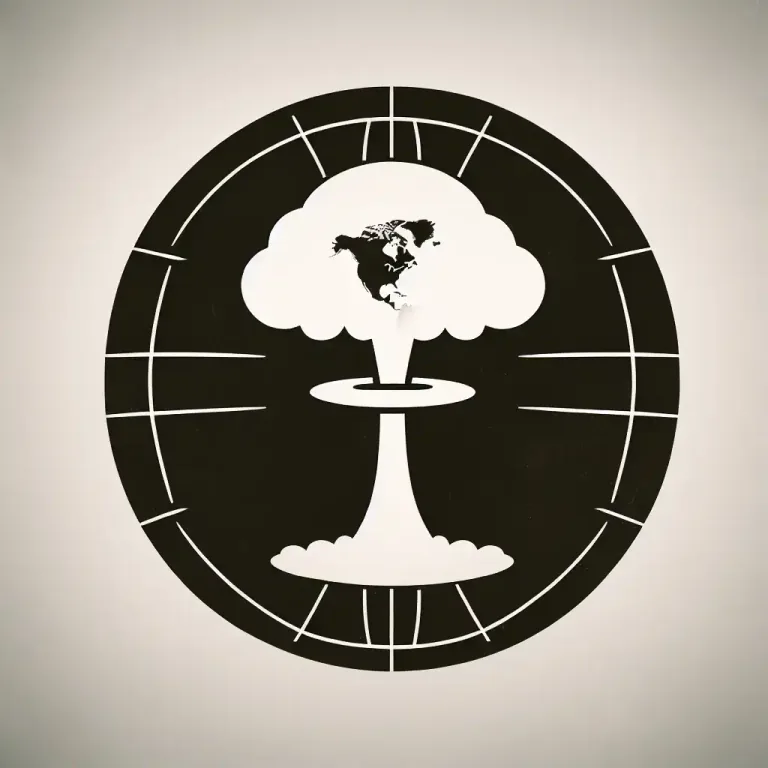 Visual representation of "nuclear" - Relates to weapons that are powered by nuclear energy
