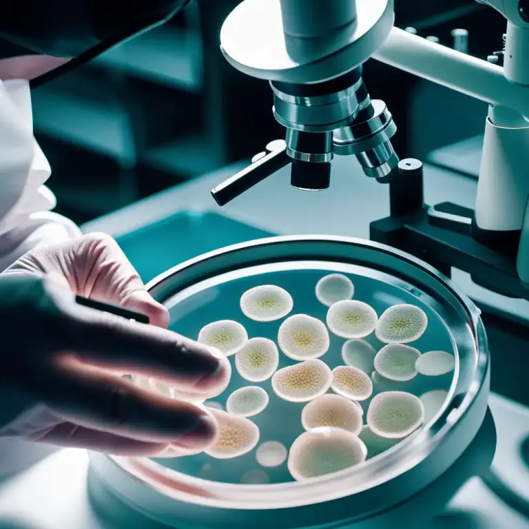 Visual representation of "culture" - The growth of certain types of bacteria, fungi, or other microorganisms in a lab, often on a special material.