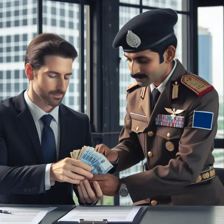 Visual representation of "baksheesh" - Bribe given to a person in a position of power or influence