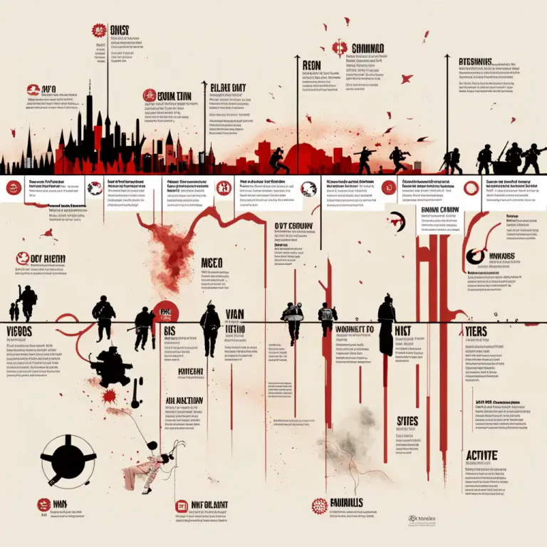 Visual representation of "terrorist" - Relating to acts of violence carried out for political purposes.