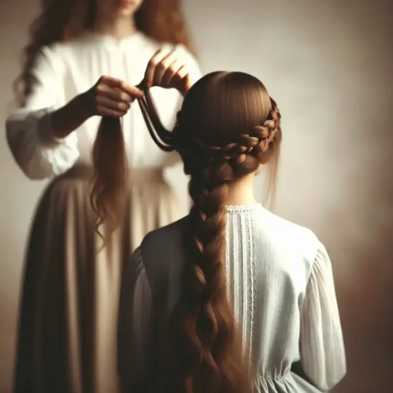 Visual representation of "braid" - To divide into three parts and twist together.
