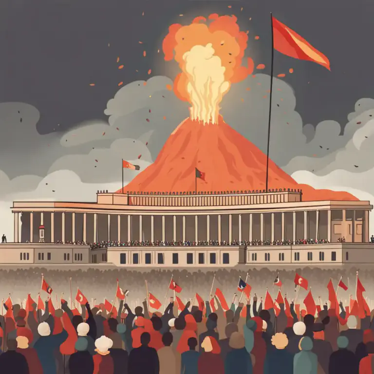 Visual representation of "volcano" - A situation or condition that could lead to a sudden outburst or violent reaction.