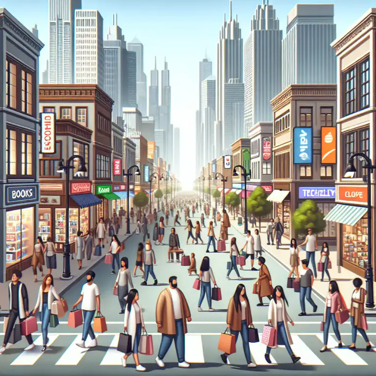 Visual representation of "town" - The central part or main business and shopping area in a town or city