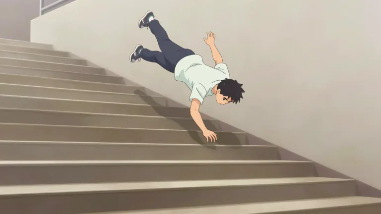 Visual representation of "down" - From a higher to a lower place or position