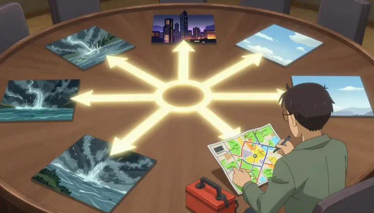 Visual representation of "contingency" - A situation that could happen based on certain things happening first