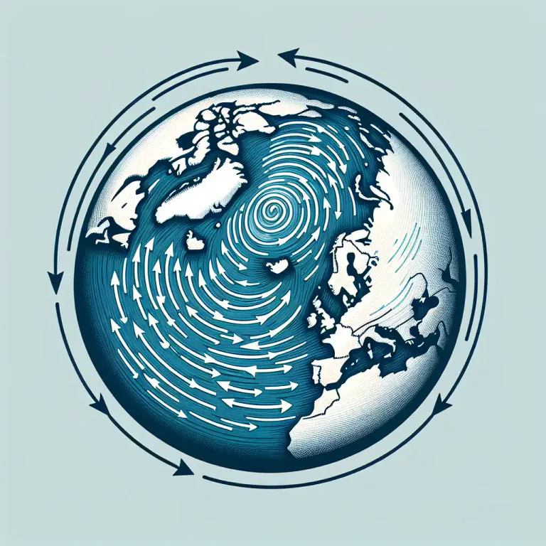 Visual representation of "cyclonic" - Moving in the same direction as the rotation of the earth