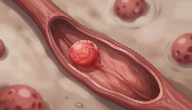 Visual representation of "aneurysm" - A bulge or 'balloon' in a blood vessel caused by a weakness in the blood vessel wall. This can be a dangerous condition if it breaks.