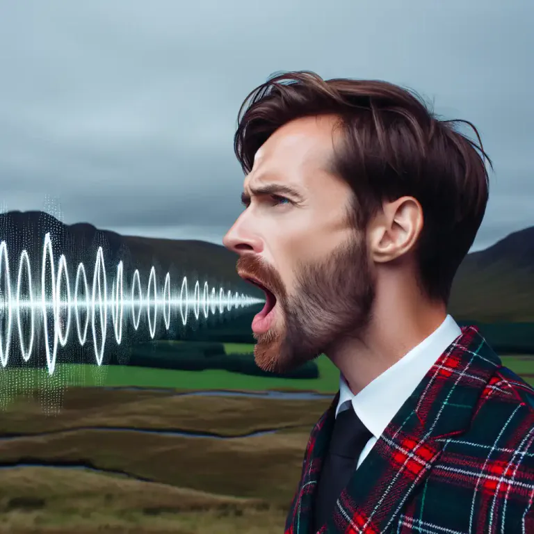 Visual representation of "burr" - A sound that is made in the throat, especially in some dialects of English.