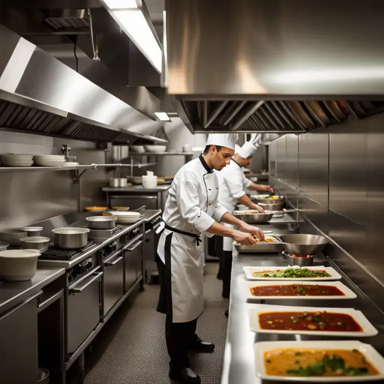 Visual representation of "galley" - A type of kitchen which is narrow and long, usually in a hotel or a restaurant.
