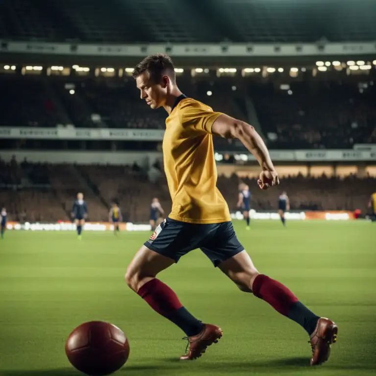 Visual representation of "kick off" - An action to start a game of football by kicking the ball.