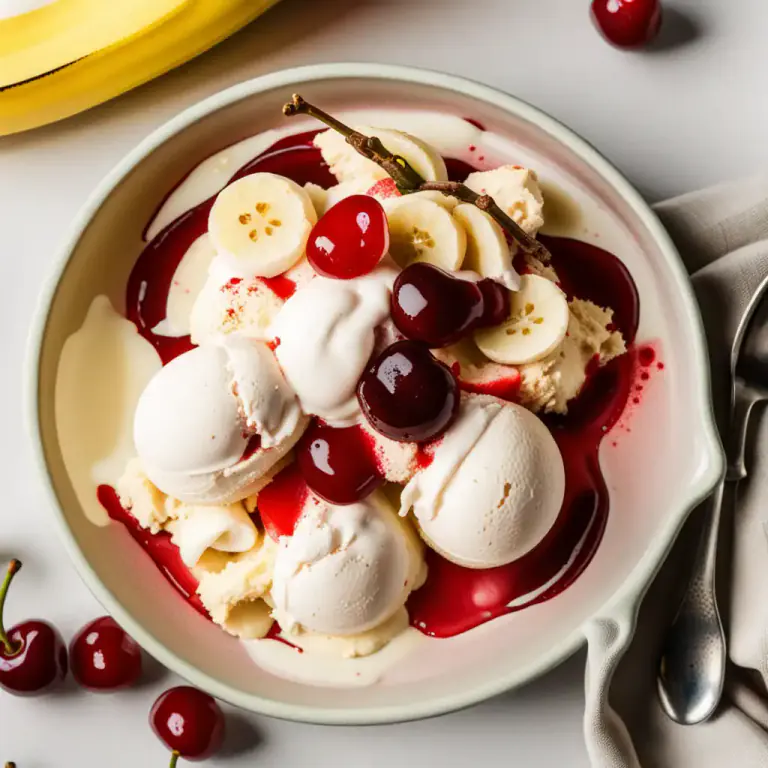 Visual representation of "split" - A type of dessert with a banana, usually with ice cream