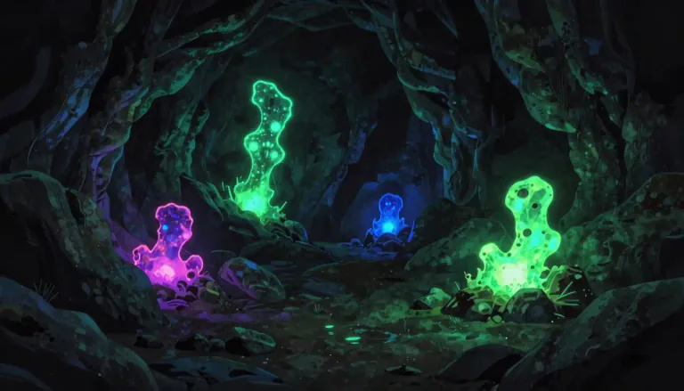 Visual representation of "fluorescent" - Pertaining to fluorescence, the property of some substances to absorb light and then emit it, usually at a different wavelength.