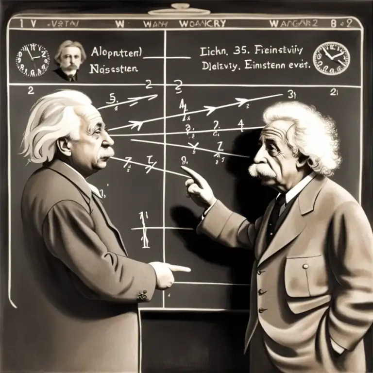 Visual representation of "simultaneity" - The theory in physics that the timing of two events can be different depending on where the observer is located.