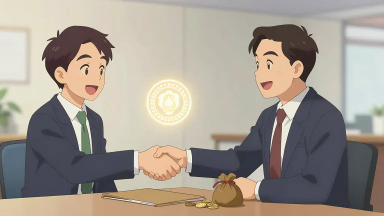 Visual representation of "transact" - To conduct or carry out business or deals with another person or entity.