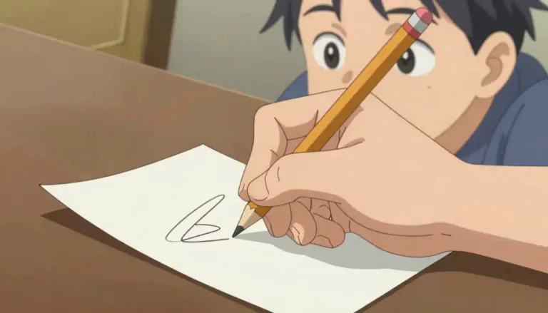 Visual representation of "jot" - to write something quickly