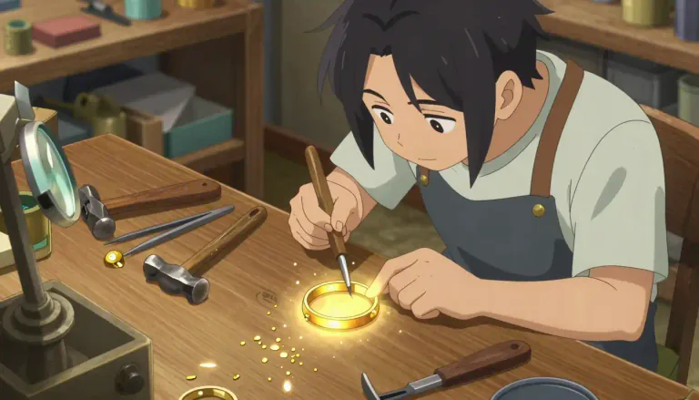 Visual representation of "goldsmith" - A person who makes and sells objects made of gold.