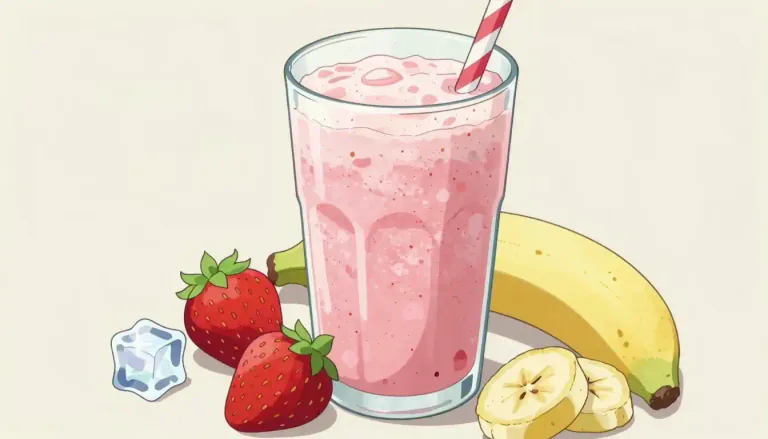 Visual representation of "smoothie" - A thick, creamy drink made from pureed raw fruit, dairy products, and sometimes sweeteners or ice.