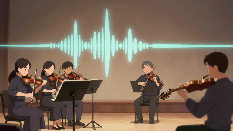 Visual representation of "attune" - To bring into harmony, as in sound or melody; to tune.