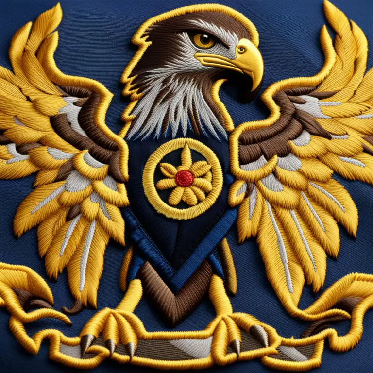 Visual representation of "eagle" - An emblem or figure of an eagle, used as an insignia or a symbol.