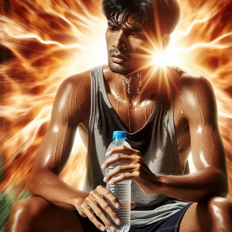 Visual representation of "overheat" - When a person becomes too hot, possibly leading to illness.