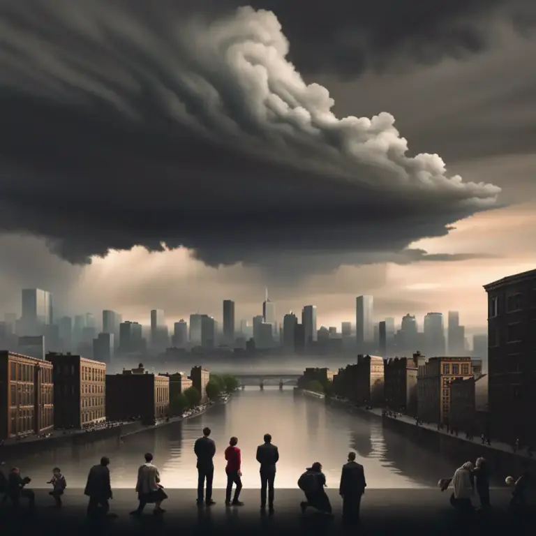 Visual representation of "the calm before the storm" - A quiet or stable period before a time of trouble or chaos