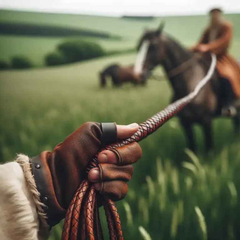 Visual representation of "cowhide" - A whip made from cow skin.