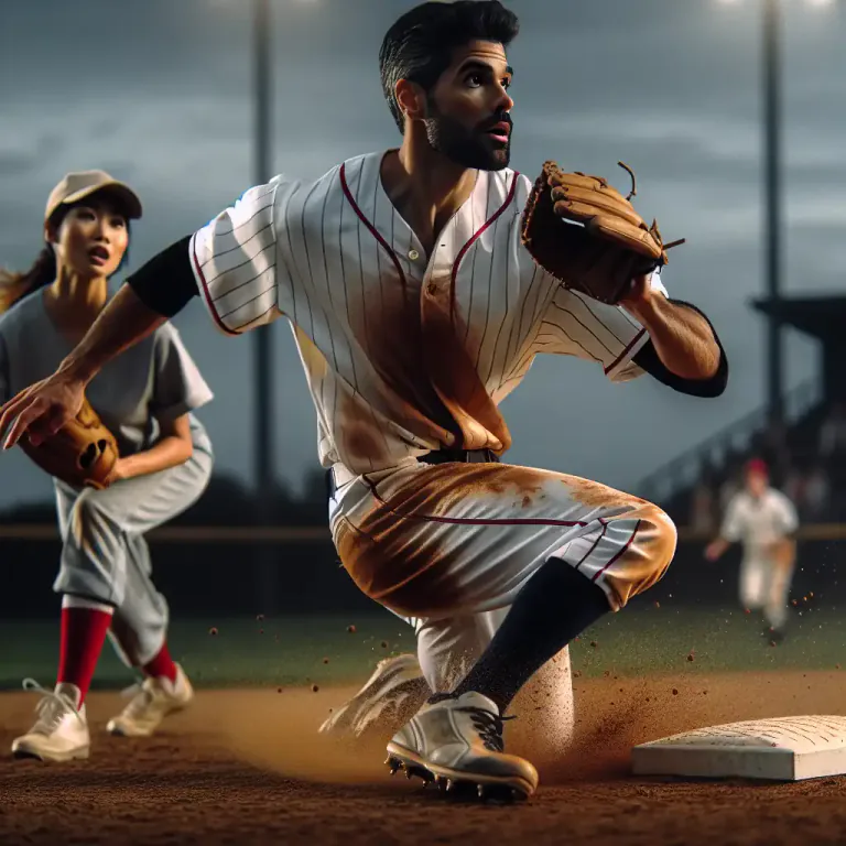 Visual representation of "steal" - In baseball, to move to the next base while the pitcher is throwing the ball