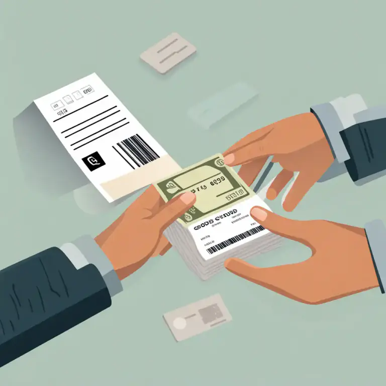 Visual representation of "on payment of something" - When an amount of money is given in exchange for something