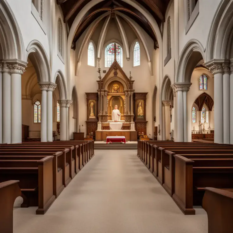 Visual representation of "alcove" - A special section in a large public place, like a church, where a statue is put.