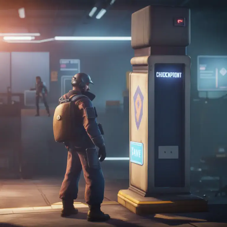 Visual representation of "checkpoint" - A point in a video game where the game progress is saved