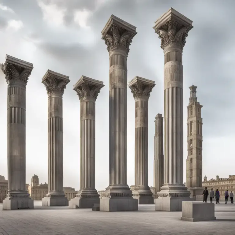 Visual representation of "plinth" - The lower square slab at the base of a column