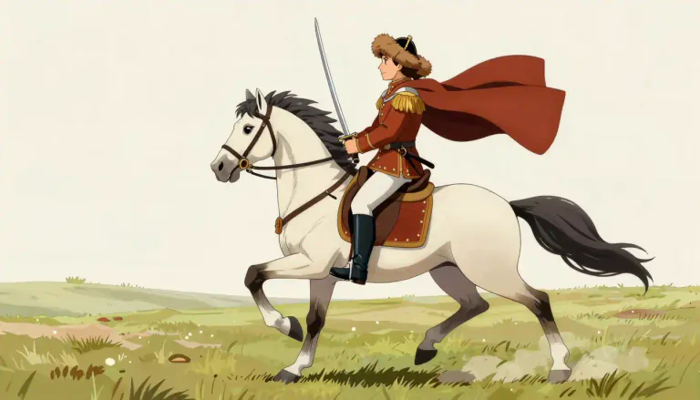 Visual representation of "hussar" - A member of a class of light cavalry, originally from Eastern and Central Europe.