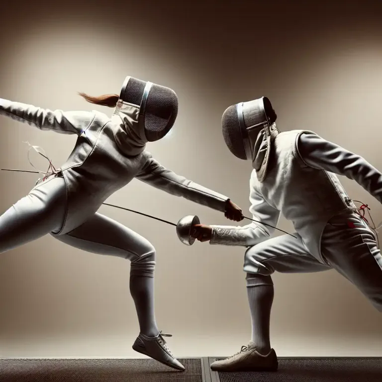 Visual representation of "riposte" - In fencing, to make a quick return thrust following a parry