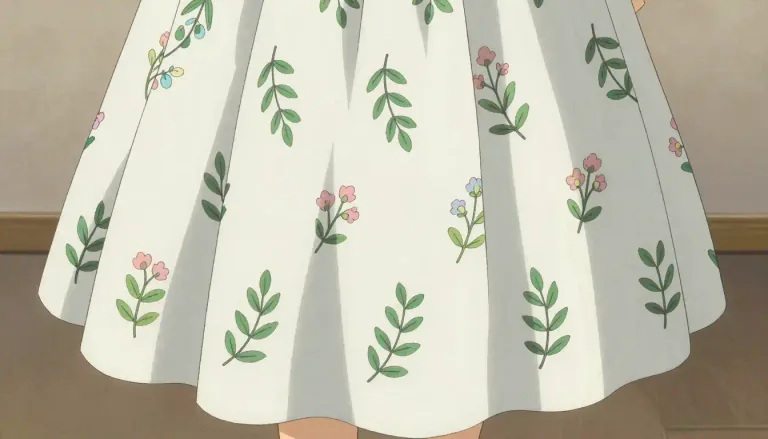 Visual representation of "sprigged" - Decorated with designs or patterns that look like small branches with leaves or flowers.