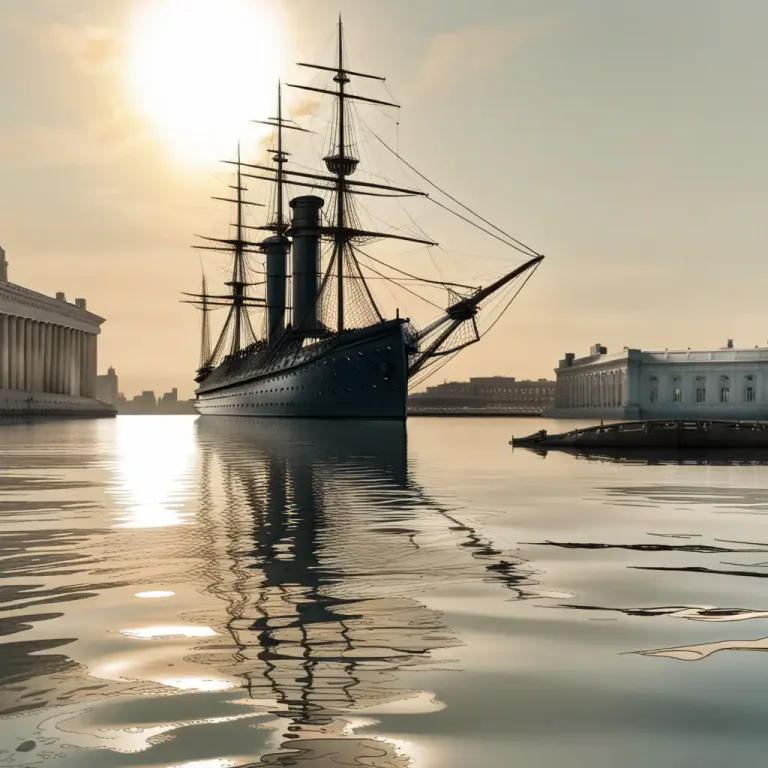 Visual representation of "ironclad" - A kind of warship in the past covered with iron for protection