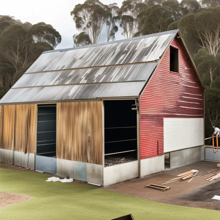 Visual representation of "weatherboard" - To cover a building with weatherboards.