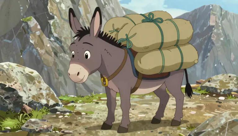 Visual representation of "burro" - A small donkey used as a pack animal.