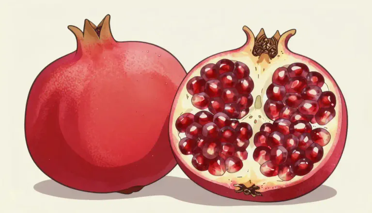 Visual representation of "pomegranate" - A fruit with a tough outer shell that is filled with many tiny, edible seeds.