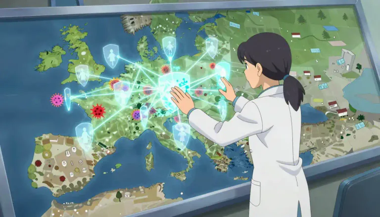 Visual representation of "epidemiology" - The study of how diseases spread and can be controlled in populations
