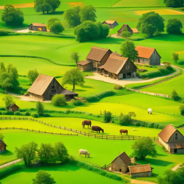 Visual representation of "rustic" - Connected with the countryside; rural.