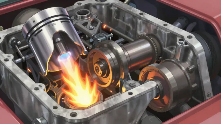 Visual representation of "combustion" - The process in a combustion engine that produces movement