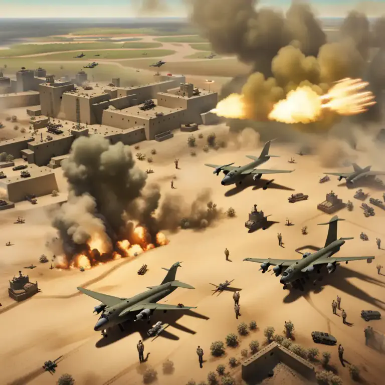 Visual representation of "soften up" - In military, it means to weaken the enemy's defense through artillery fire or air strikes before a ground attack.