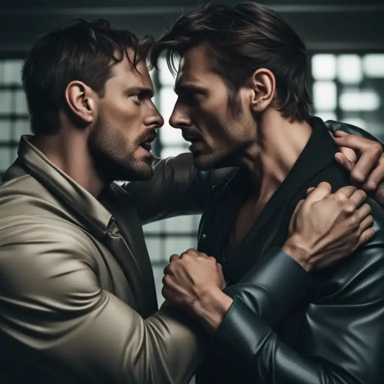 Visual representation of "wring somebody’s neck" - In a literal sense, to throttle or strangle someone.