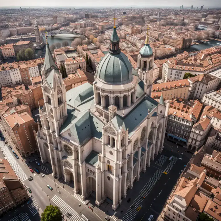 Visual representation of "Roman Catholic" - Relating to the Christian church that's based in Vatican city, Rome, led by the Pope.