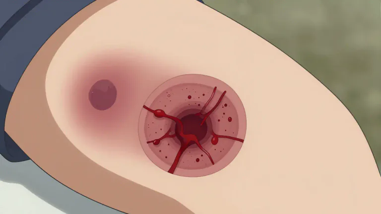 Visual representation of "haematoma" - A haematoma is a swelling filled with blood that occurs when blood vessels are damaged and blood collects in tissues.