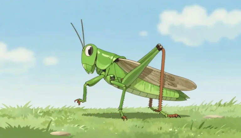 Visual representation of "grasshopper" - A small green insect that can jump far distances using its back legs