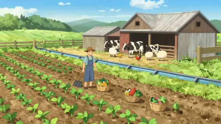 Visual representation of "agriculture" - The job, business or science of growing plants and rearing animals for human use