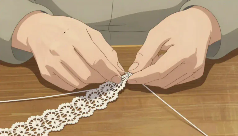 Visual representation of "tat" - To make a type of lace by tying knots