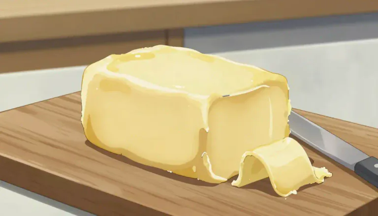 Visual representation of "butter" - A yellowish fatty food made by churning cream, used for cooking or spreading on bread