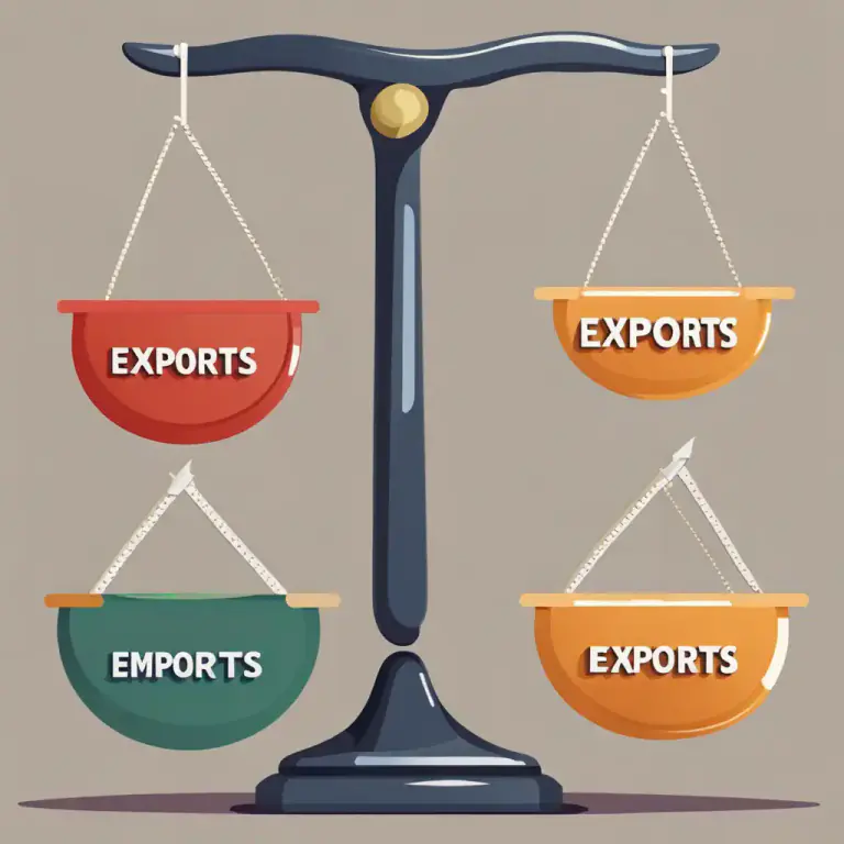 Visual representation of "balance" - The difference in value between a country's imports and exports.